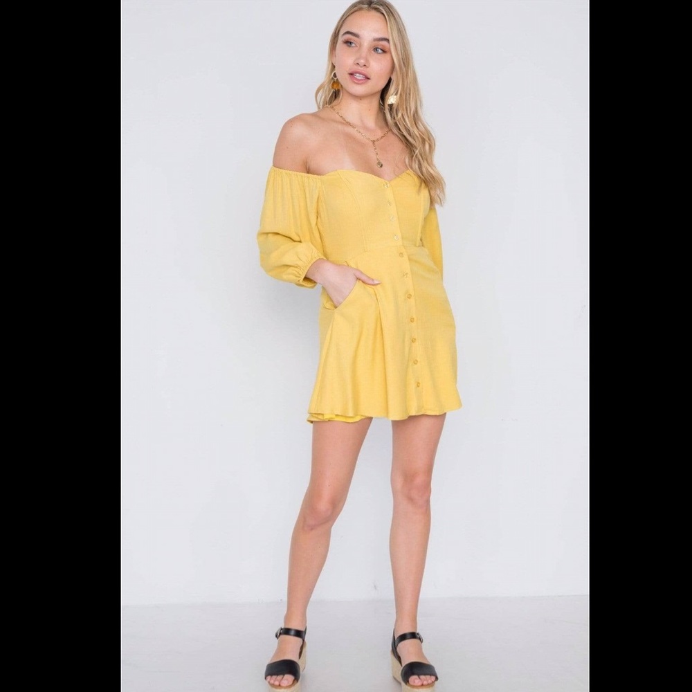 ❌SOLD OUT❌ Off The Shoulder Boho Mini Dress - Picture 4 of 6